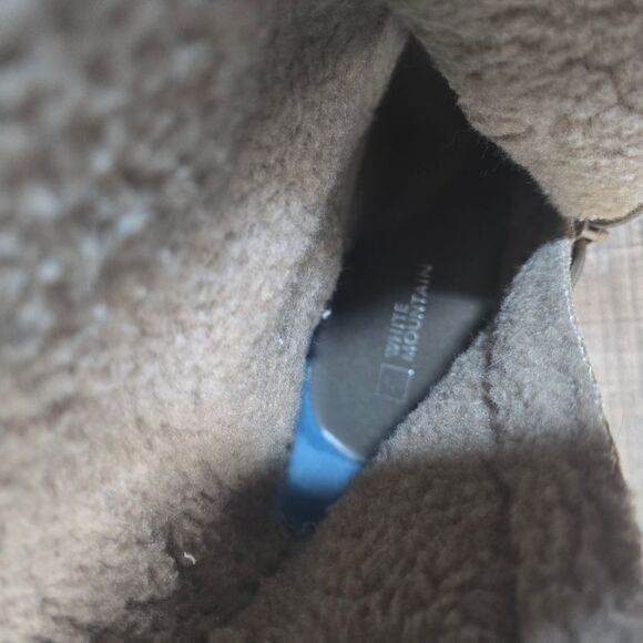 White Mountain Tan/brown/Cream Boots  Faux Fur Top Heel Zip Side Winter Style 10 - Picture 6 of 8